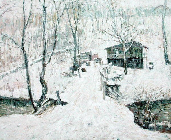 Landschap in de winter door Ernest Lawson