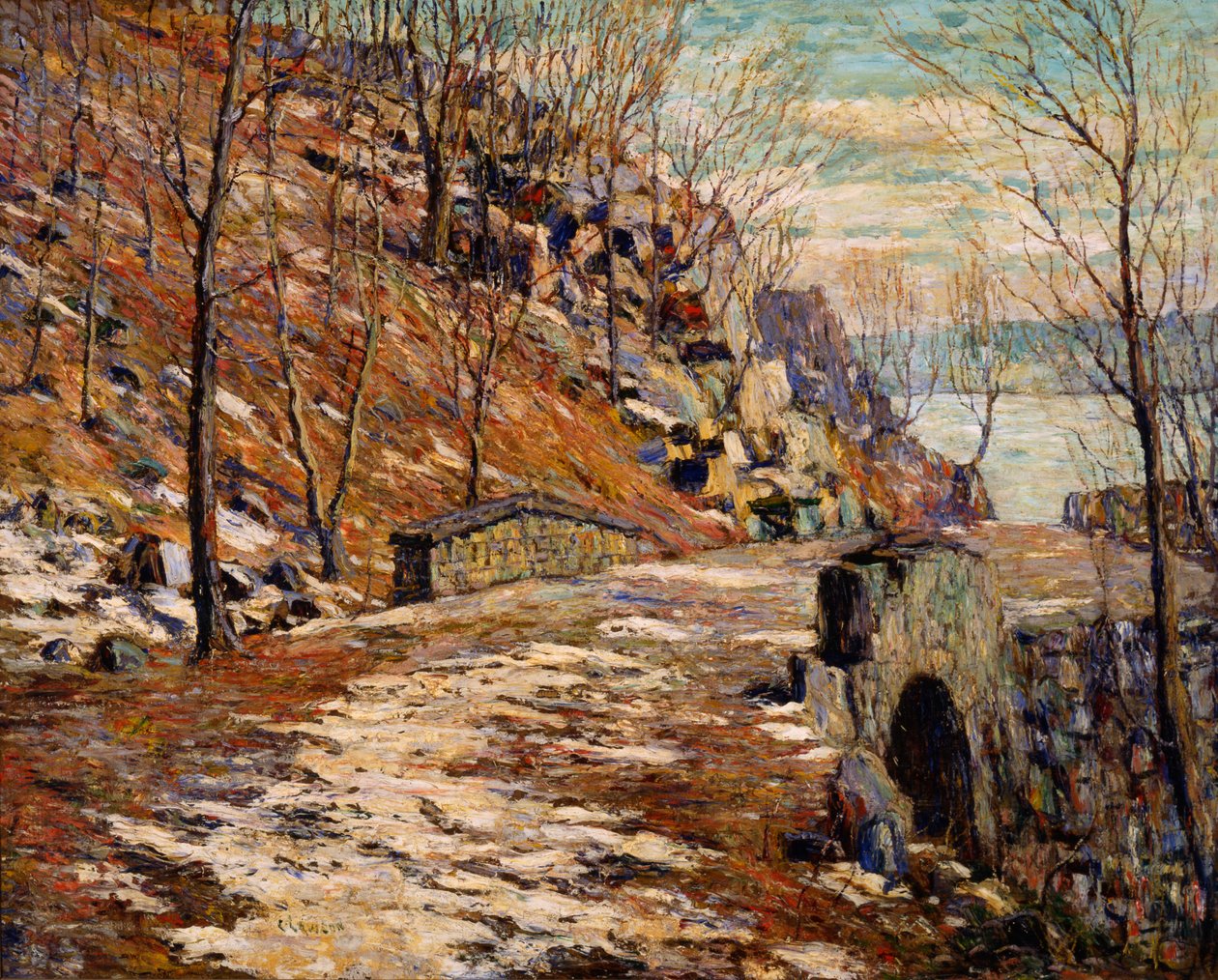 Weg langs de Palisades door Ernest Lawson