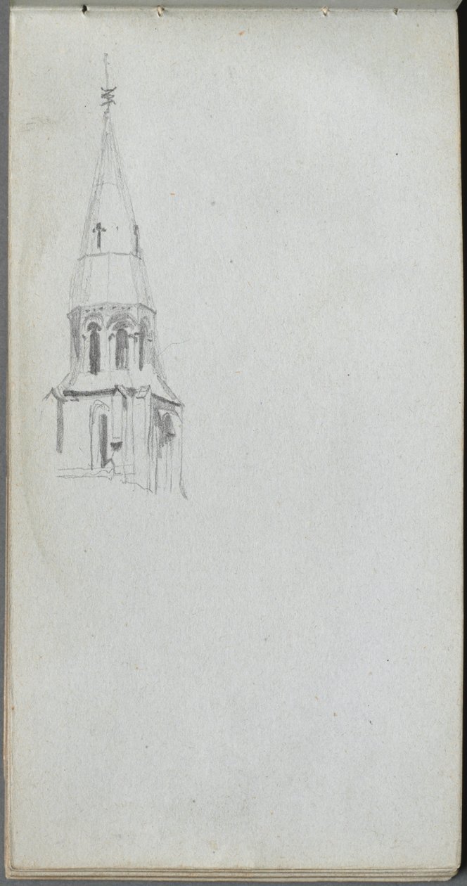 Schetsboek, pagina 44: Kerkspits door Jean Louis Ernest Meissonier