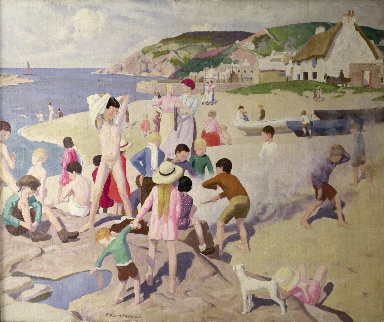 Strandscène, ca. 1925 door Ernest Procter