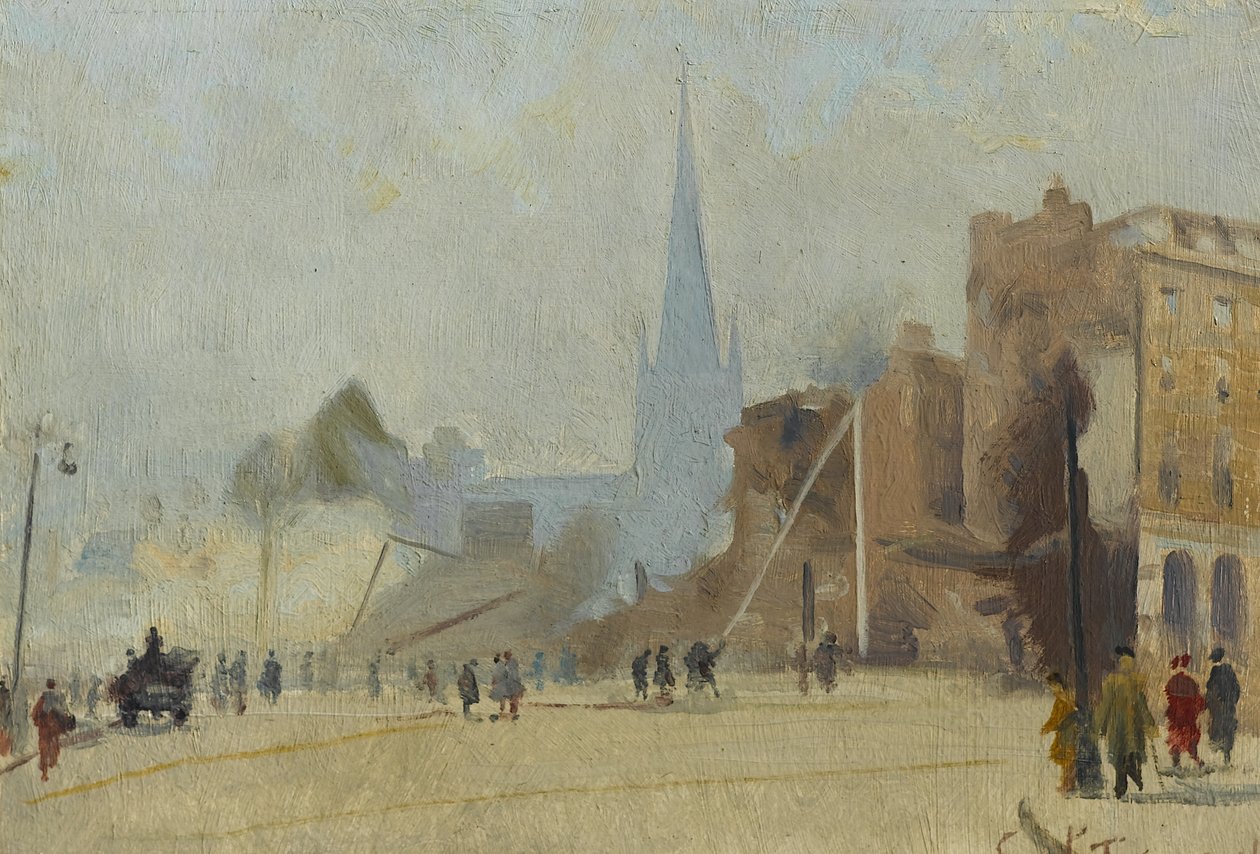 Broadgate Coventry na de aanval, november 1940, 1940-44 door Ernest Townsend