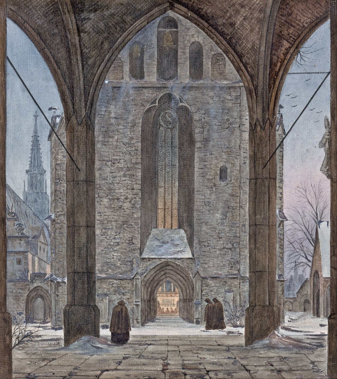 Kathedraal in de Winter door Ernst Ferdinand Oehme