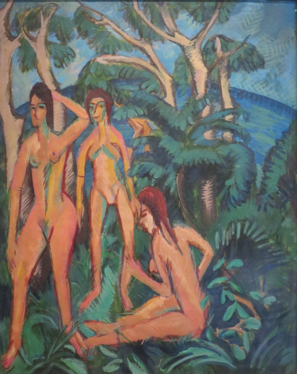 Baders onder bomen door Ernst Ludwig Kirchner