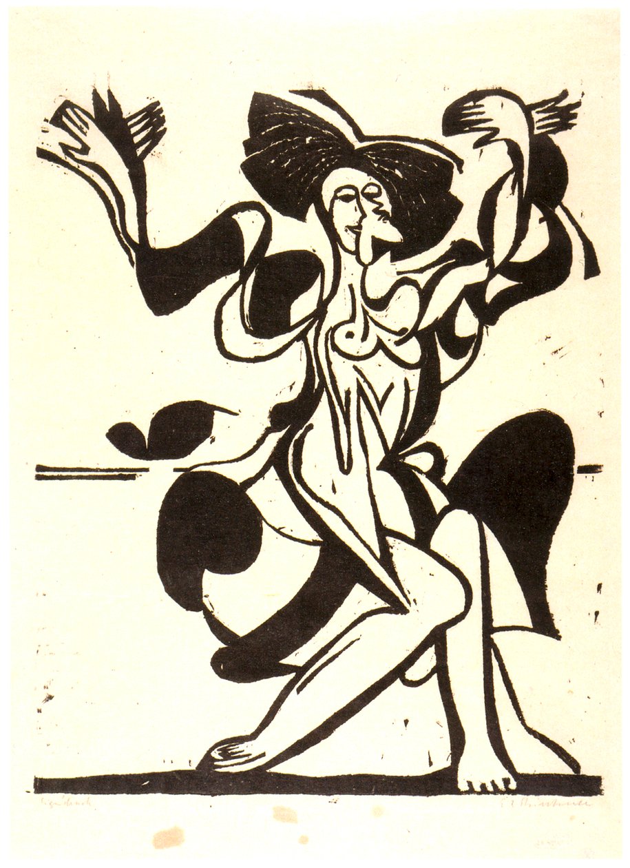 De dansende Mary Wigman door Ernst Ludwig Kirchner