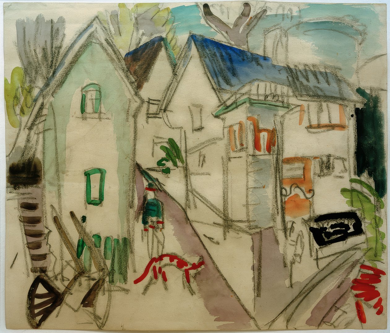 Dorpsstraat in de Taunus bij Königstein door Ernst Ludwig Kirchner