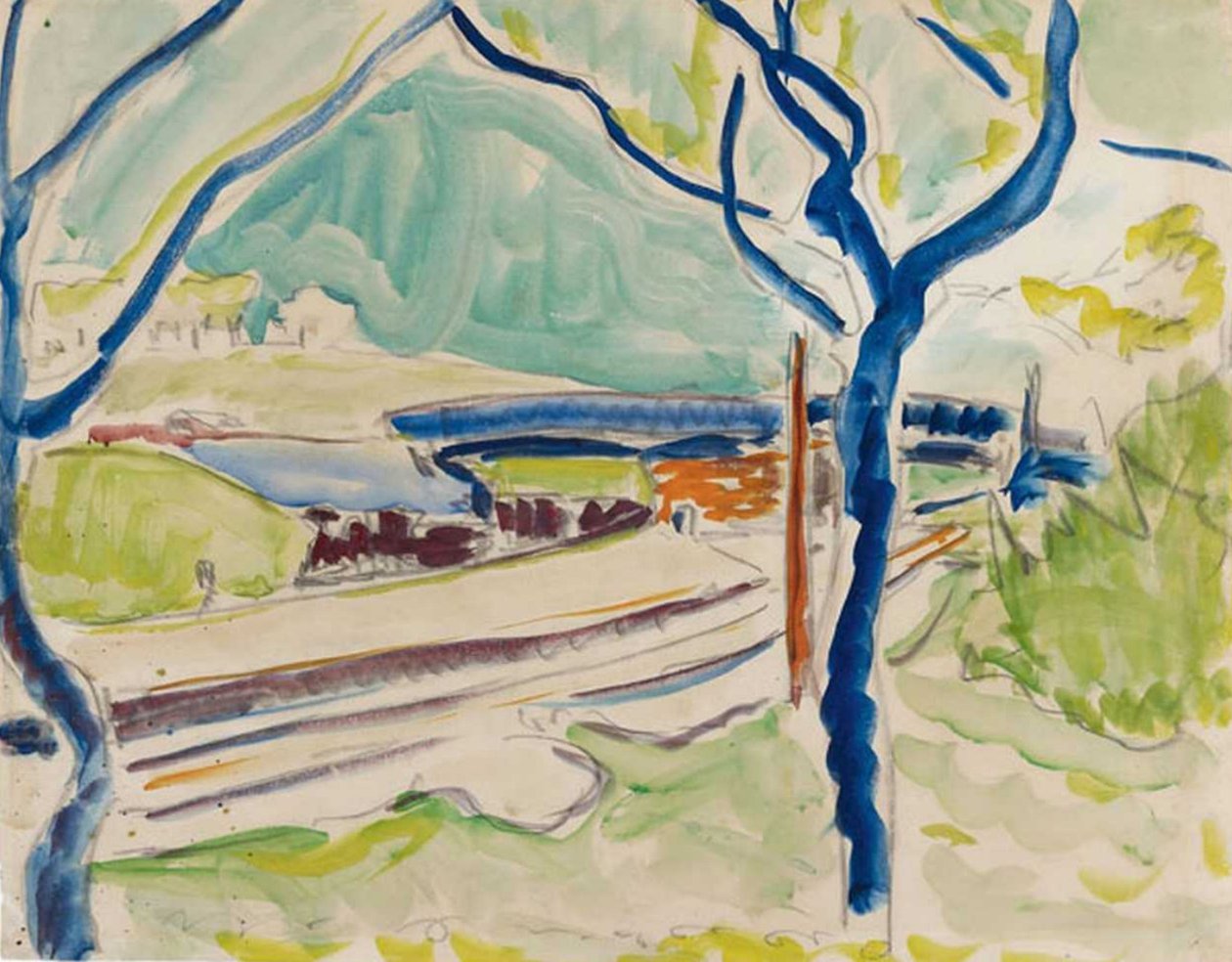 Landschap met meer door Ernst Ludwig Kirchner