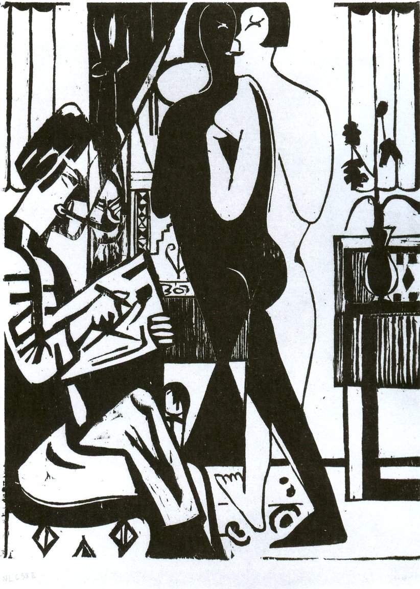 Schilder en model door Ernst Ludwig Kirchner