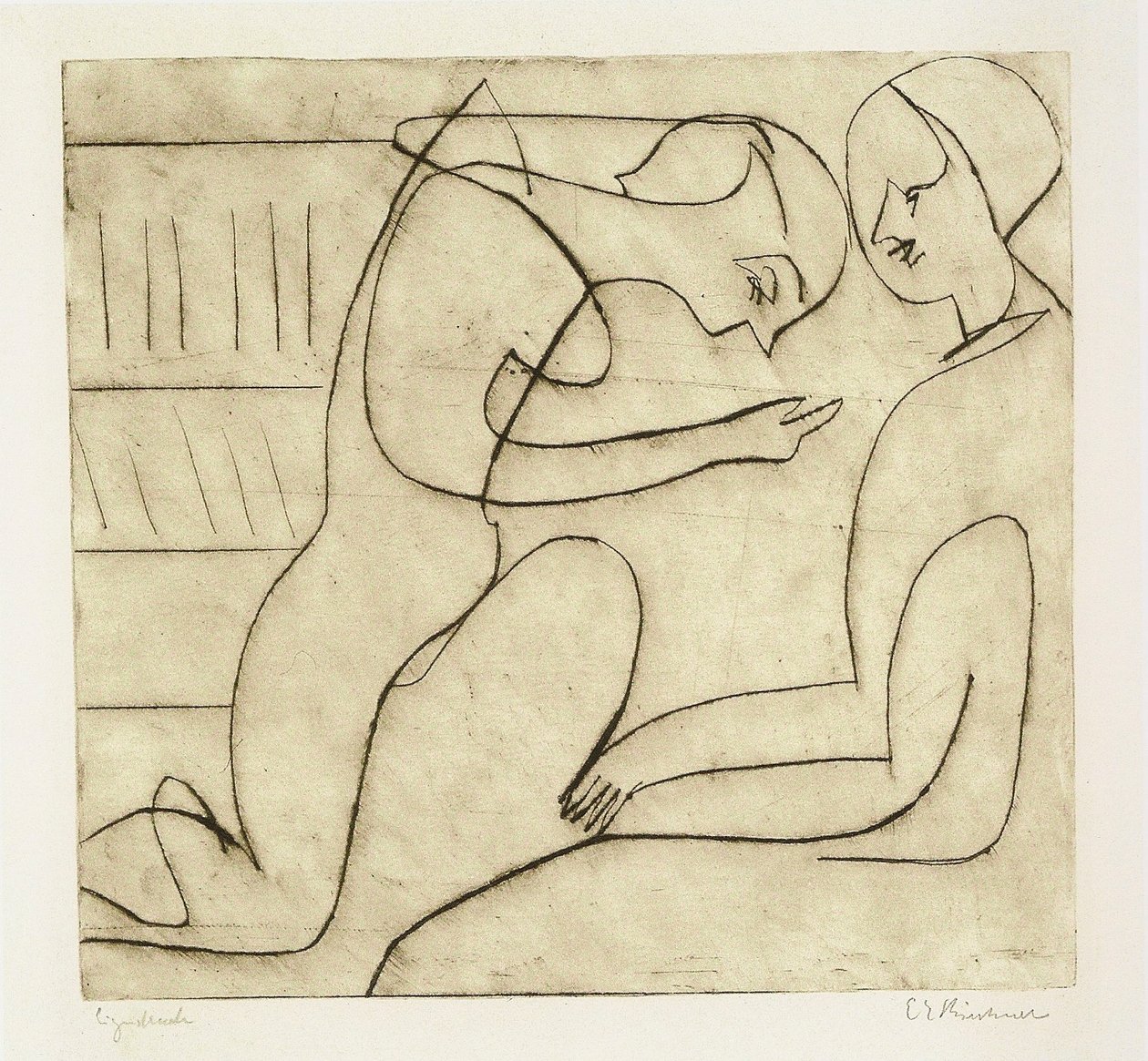 Paar in de bibliotheek door Ernst Ludwig Kirchner