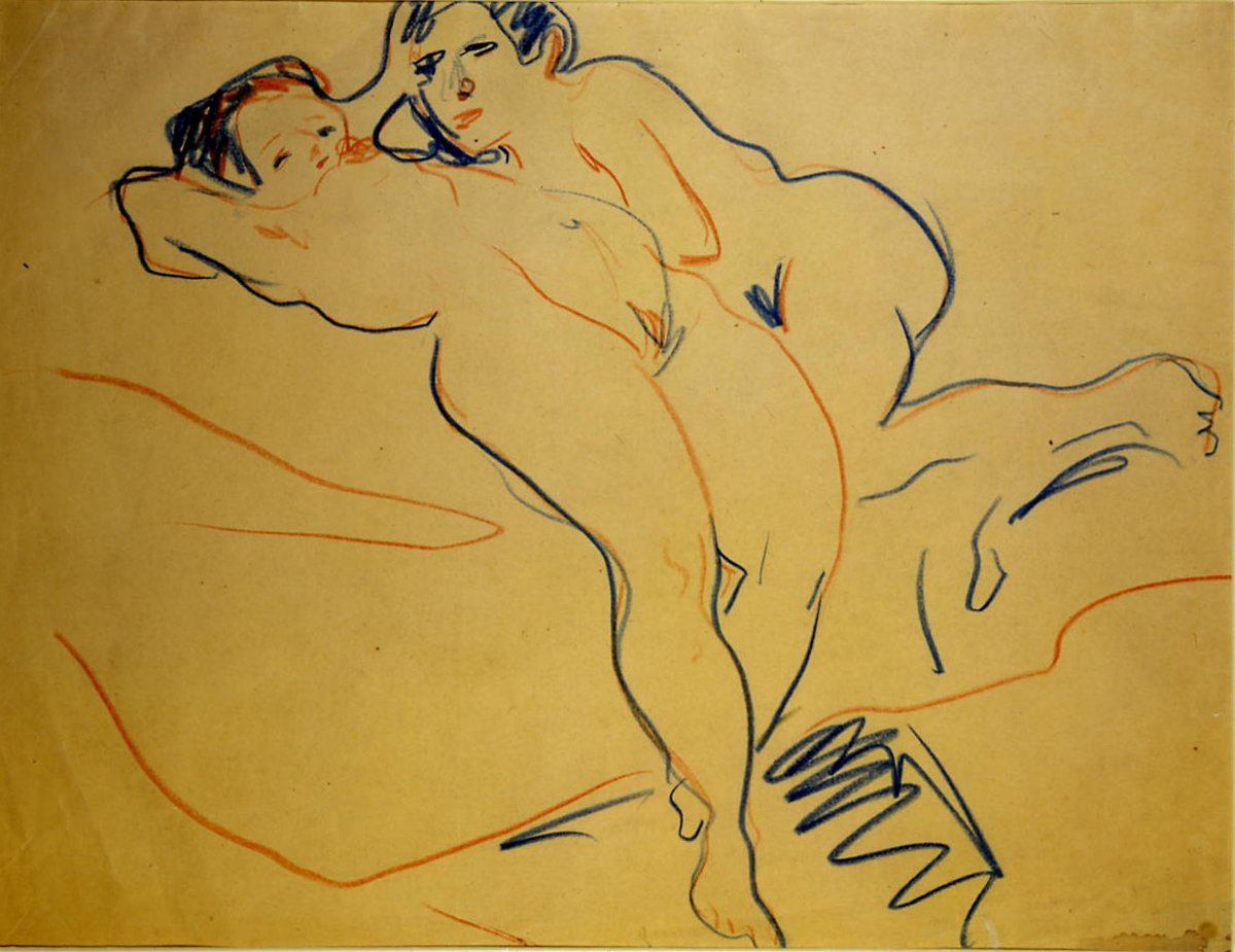 Rustend paar door Ernst Ludwig Kirchner