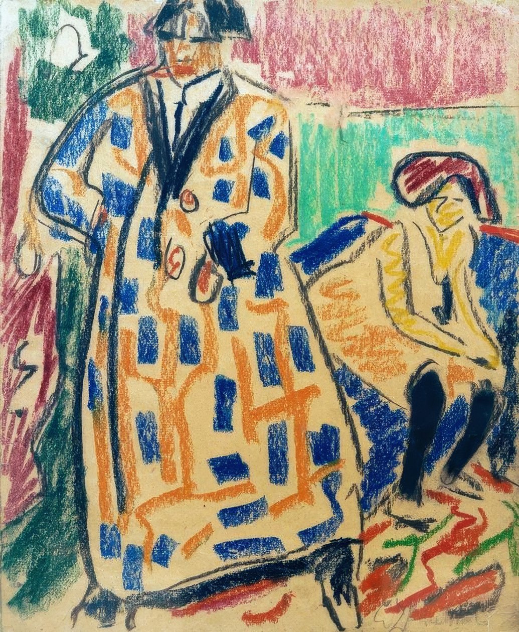 Zelfportret met model door Ernst Ludwig Kirchner