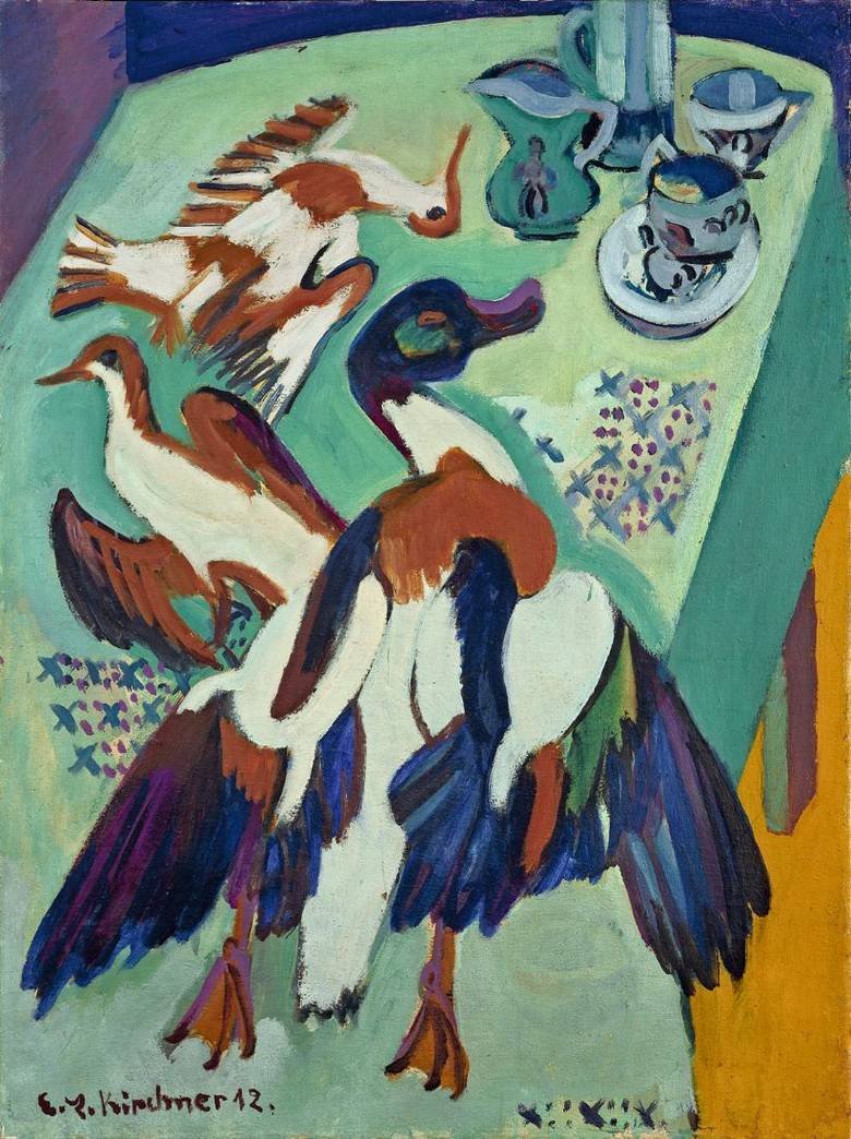 Stilleven met Eend en Snippen door Ernst Ludwig Kirchner