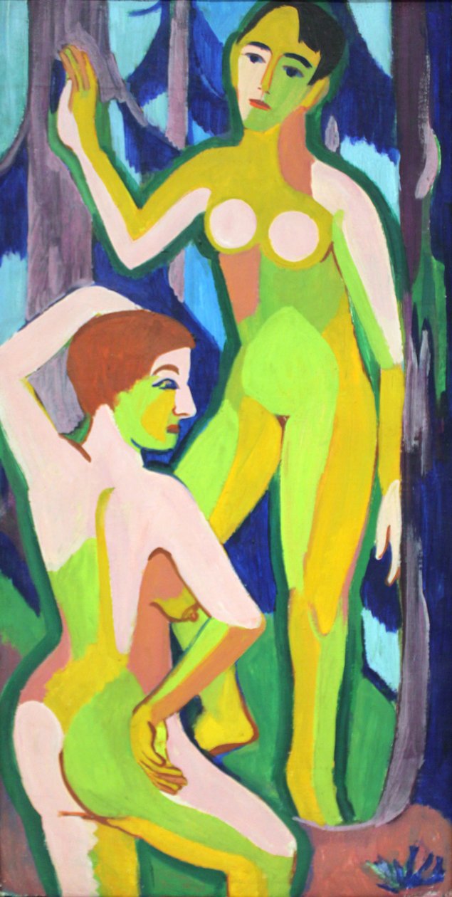 Twee naakten in het bos door Ernst Ludwig Kirchner