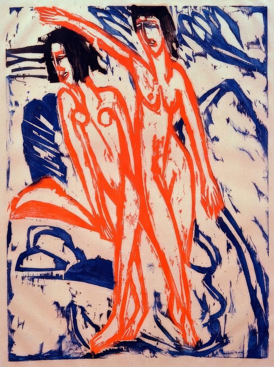 Twee badende op het strand door Ernst Ludwig Kirchner