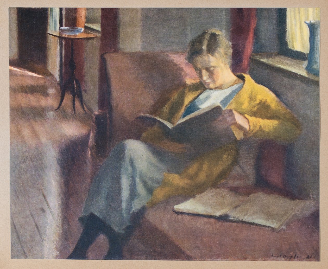 Lezend meisje door Ernst Oppler