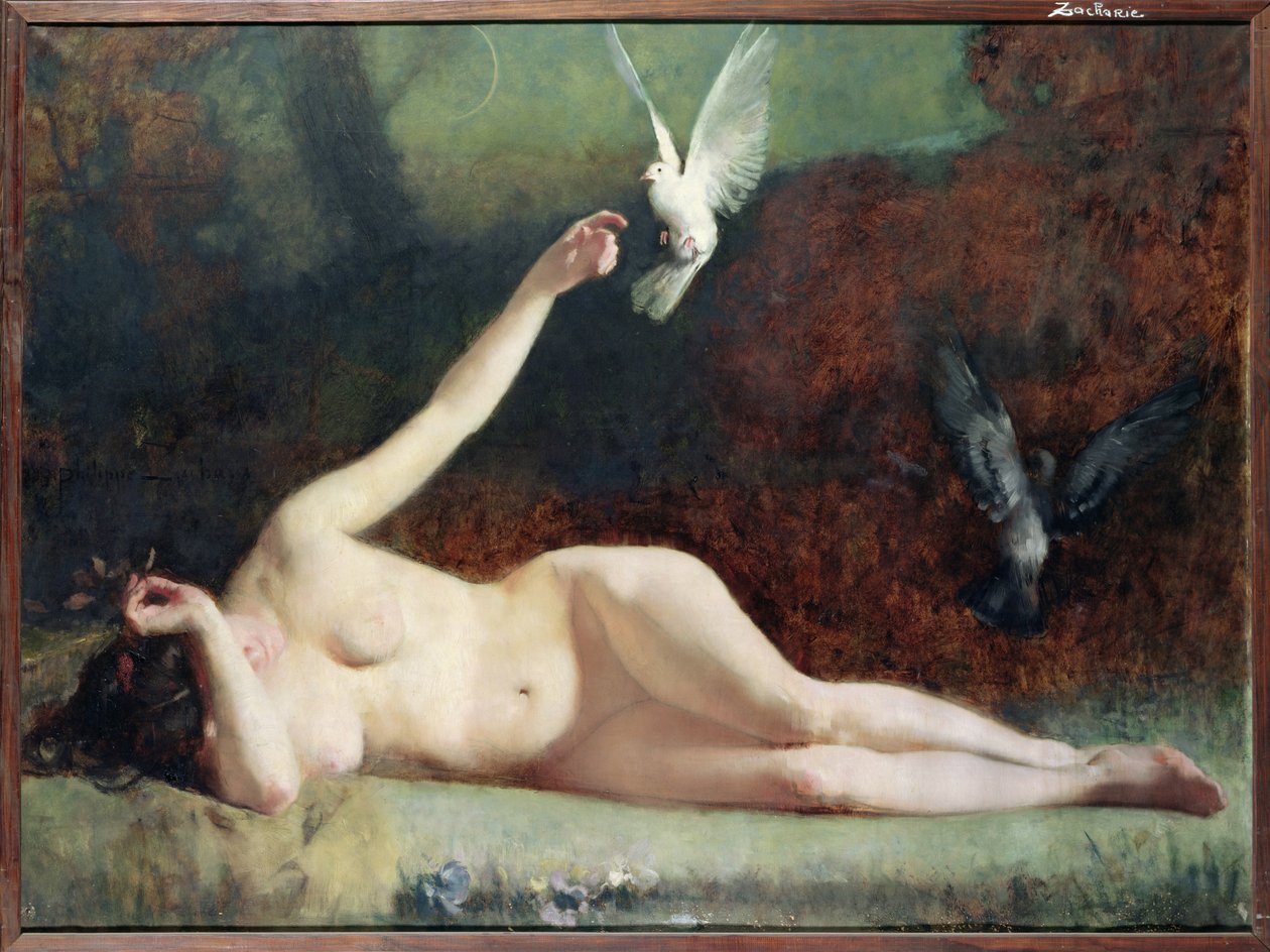 Vrouw met duiven, c.1883 door Ernst Philippe Zacharie