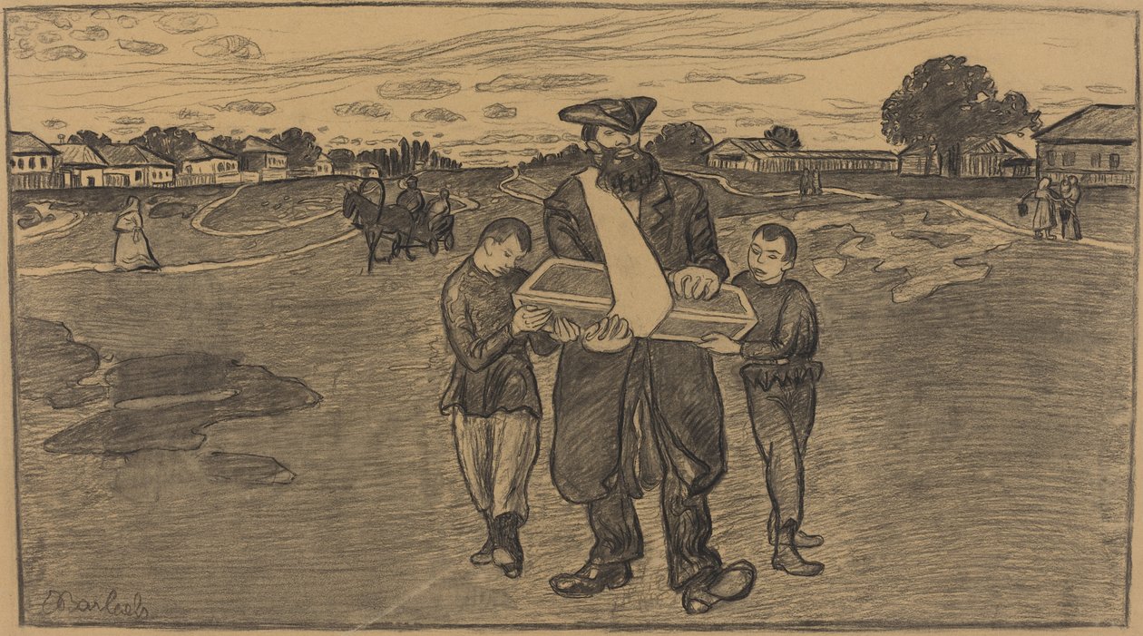 Begrafenis van een kind in Rusland door Ernst Barlach