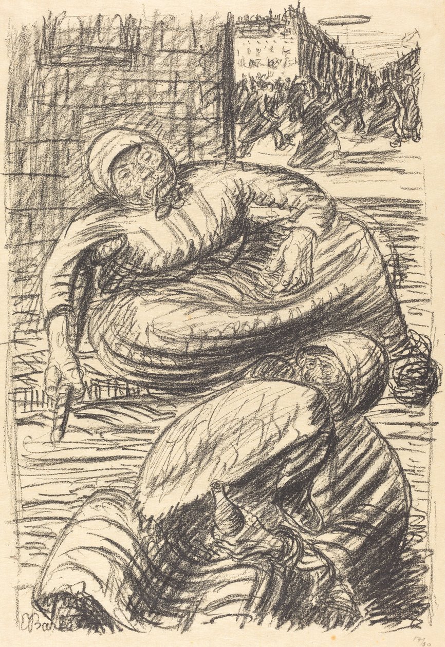 Straat in Warschau, gepubliceerd 1915 door Ernst Barlach