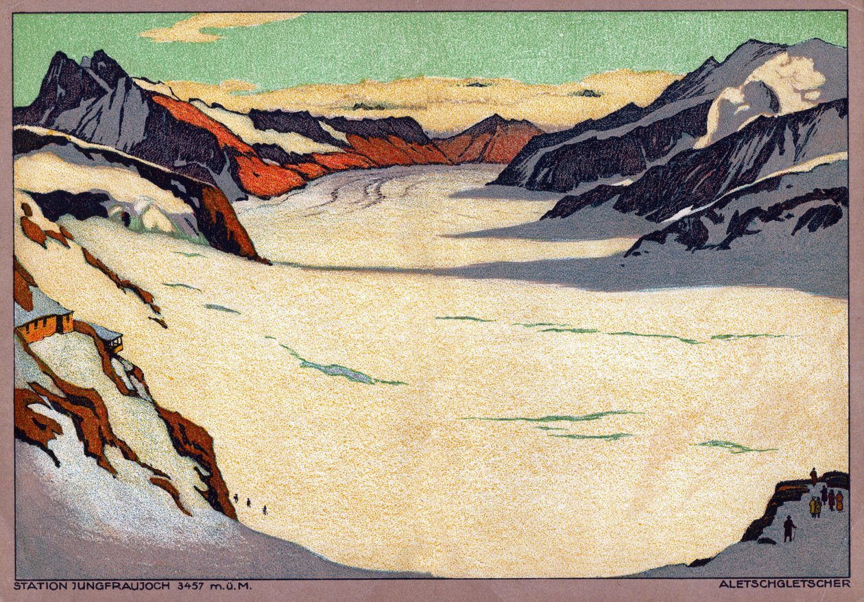 Aletschgletsjer (Illustratie, ca. 1920-1930) door Ernst Emil Schlatter