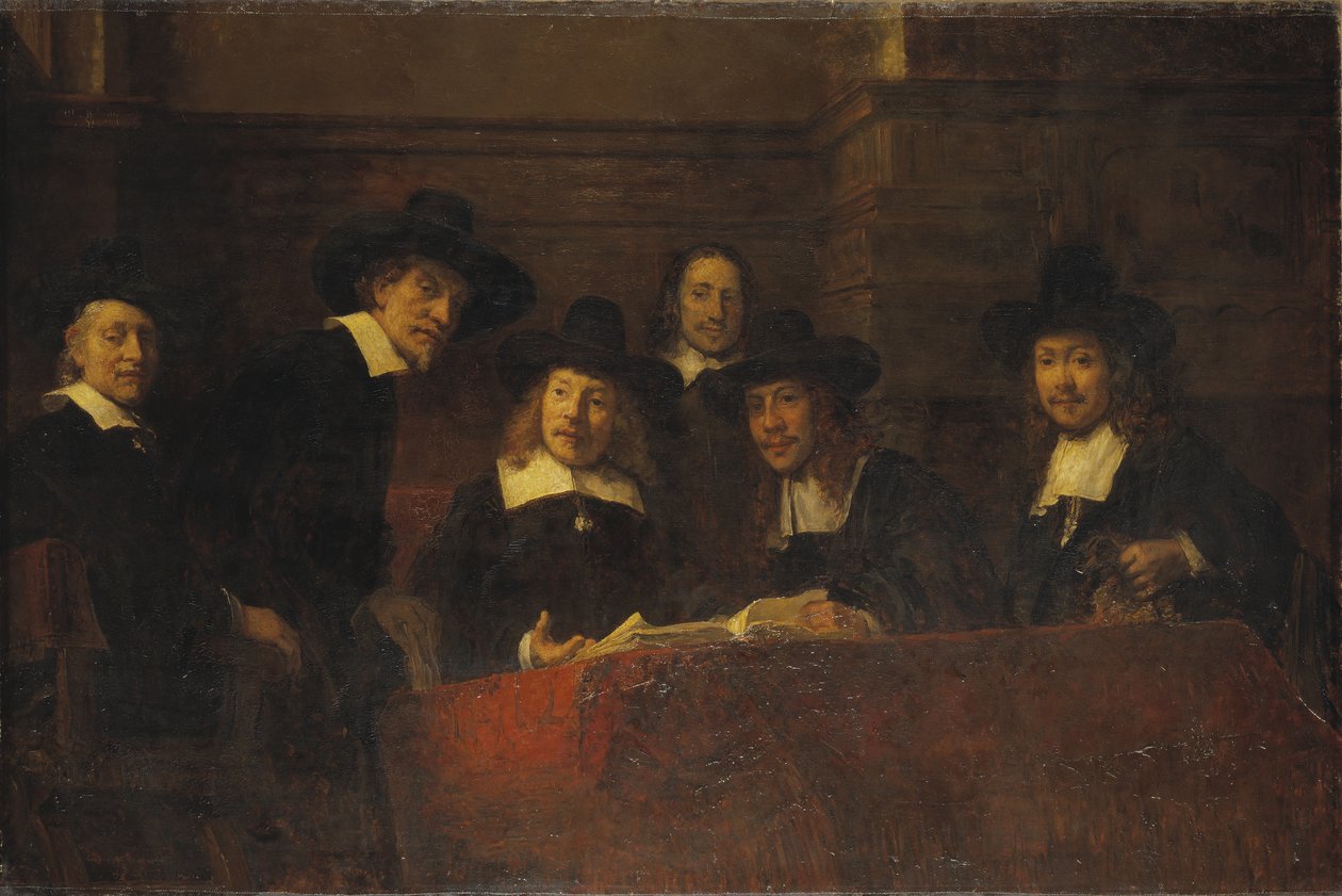 Staalmeesters, naar Rembrandt door Ernst Josephson