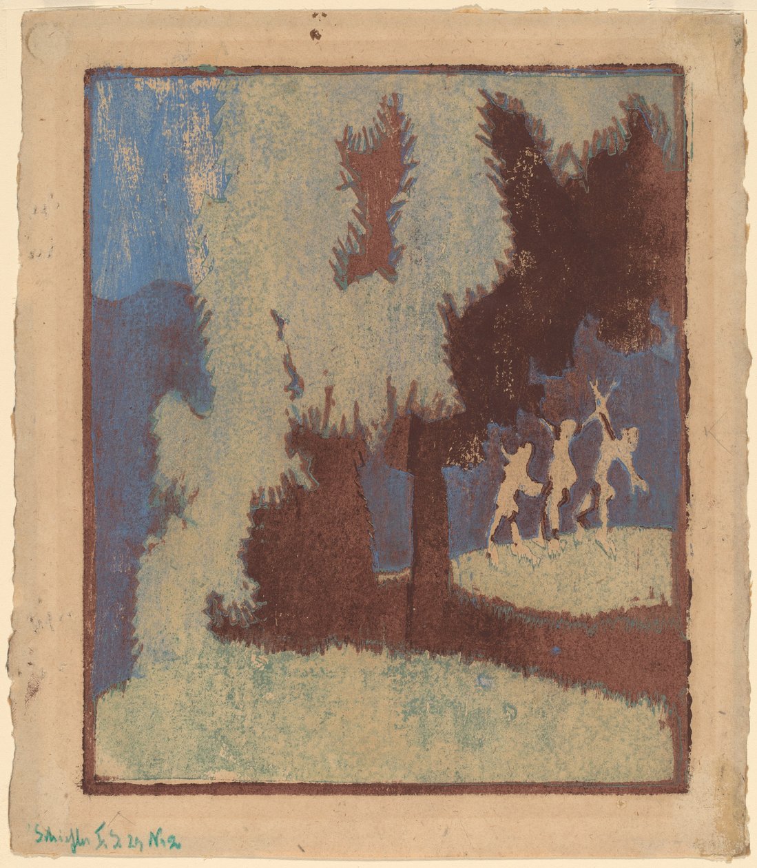 Kastanjebomen in maanlicht, 1904 door Ernst Ludwig Kirchner