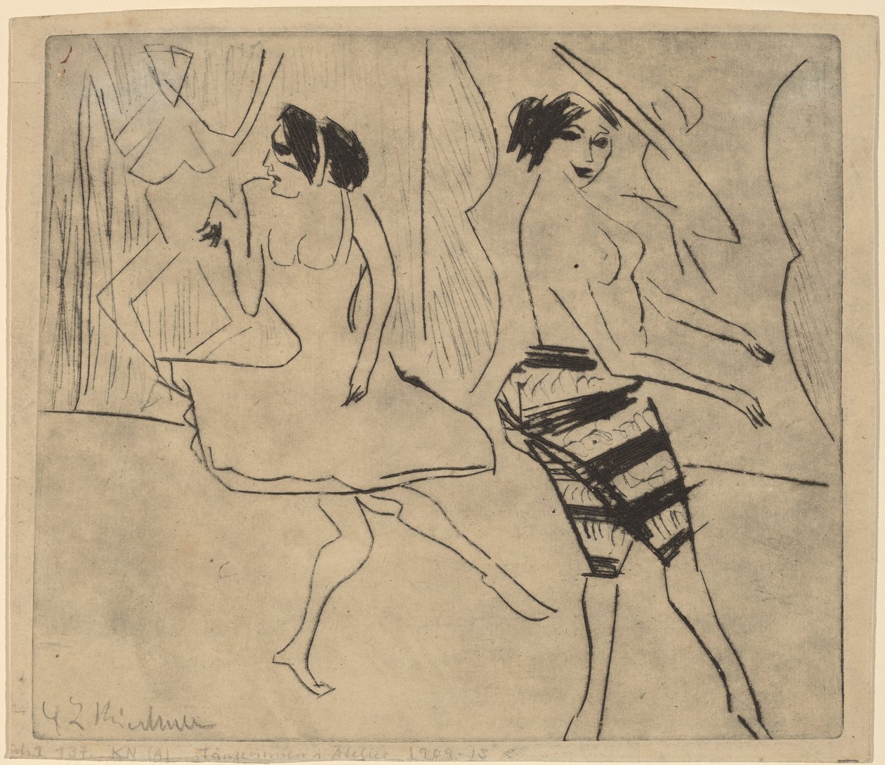 Dansers in Studio, 1911 door Ernst Ludwig Kirchner