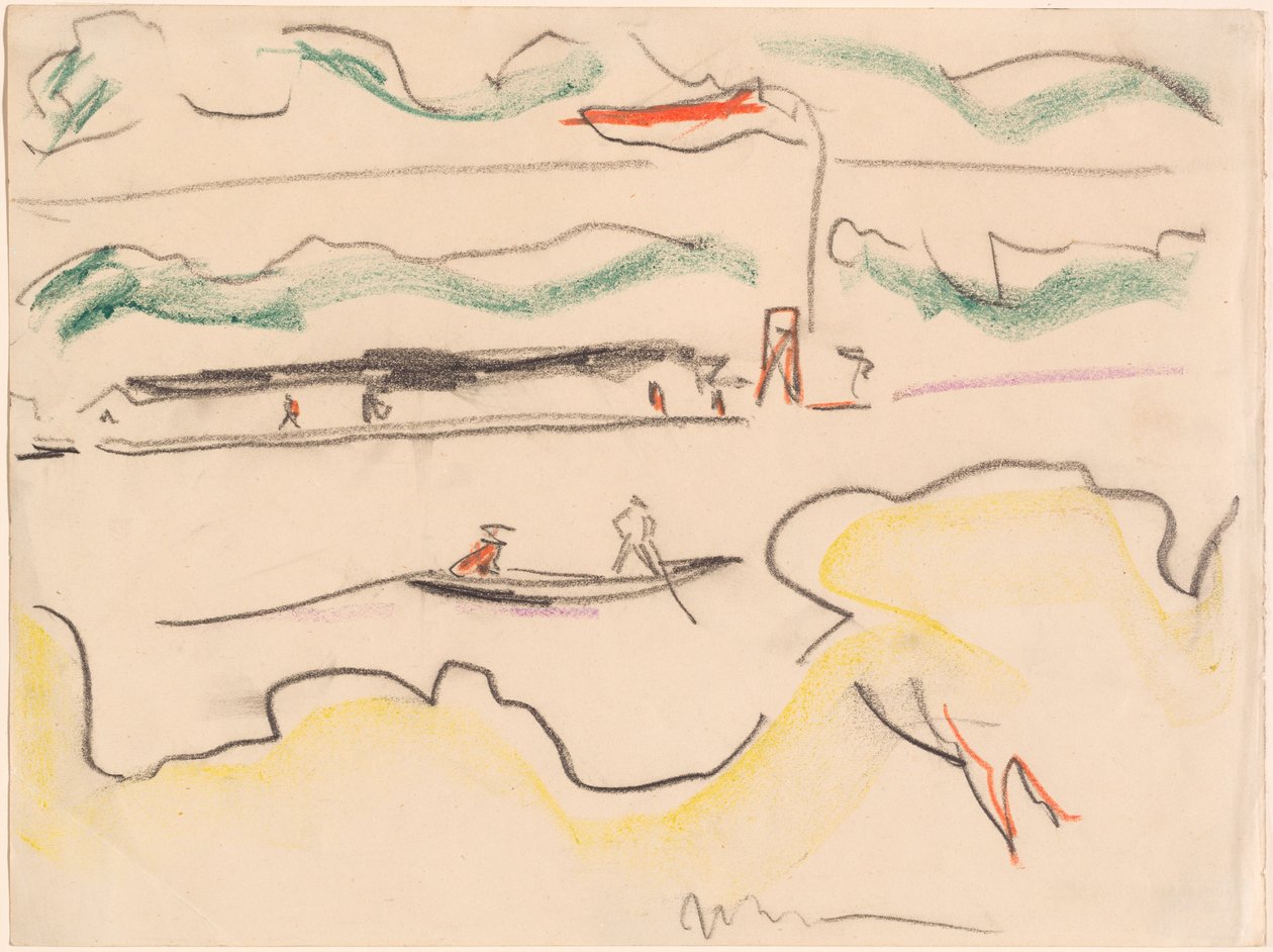 Elbe landschap nabij Dresden, 1909 door Ernst Ludwig Kirchner