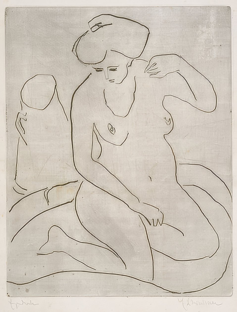 Naakt in bad met halsketting door Ernst Ludwig Kirchner