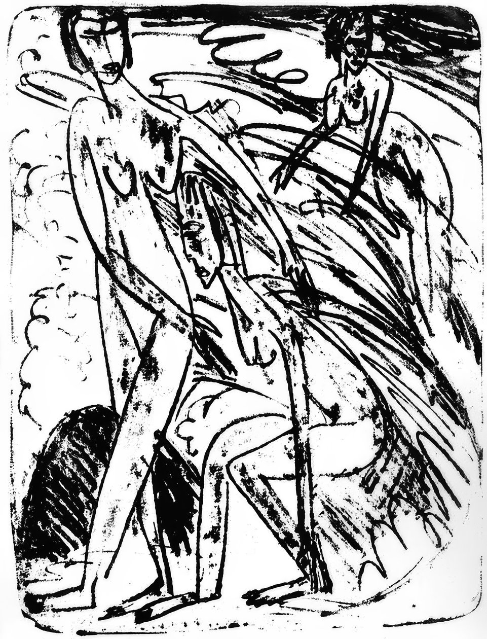 Badende in golven door Ernst Ludwig Kirchner