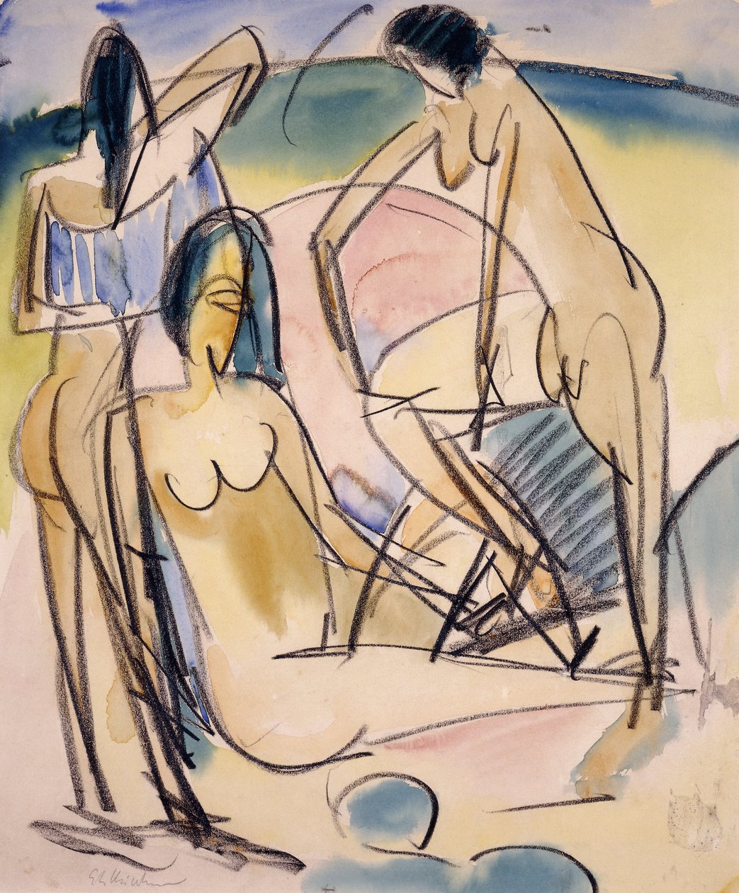 Baden op de kust, Fehmarn door Ernst Ludwig Kirchner
