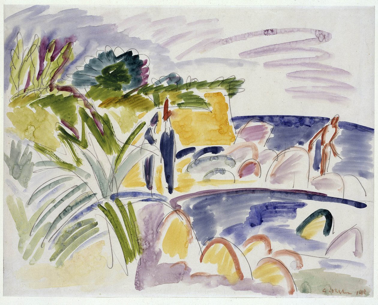 Strand bij Fehmarn, 1913 door Ernst Ludwig Kirchner