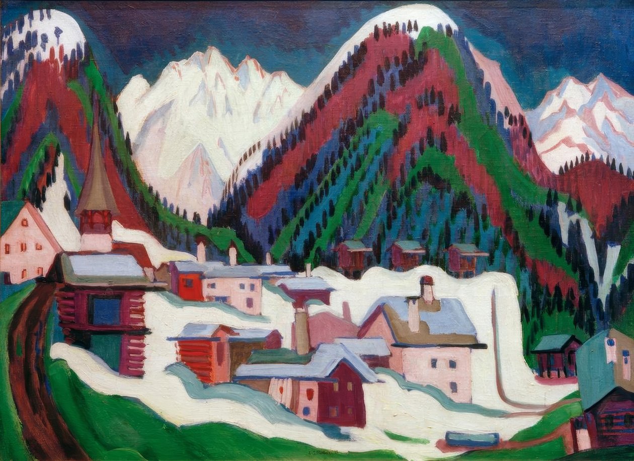 Dorp Monstein bij Davos door Ernst Ludwig Kirchner