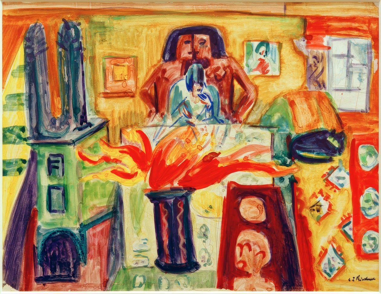 E.L.Kirchner, Interieur met Tulpen door Ernst Ludwig Kirchner