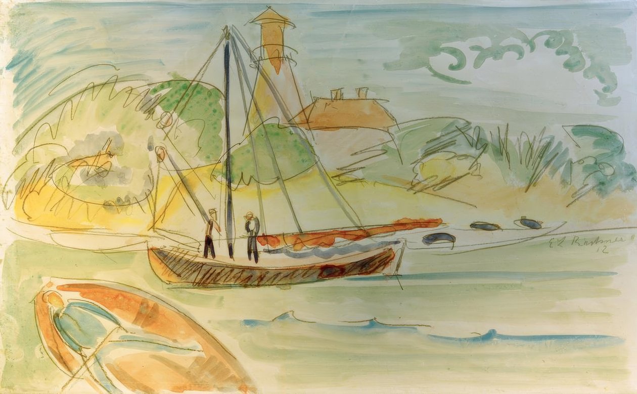 Fehmarnkust met Vuurtoren door Ernst Ludwig Kirchner