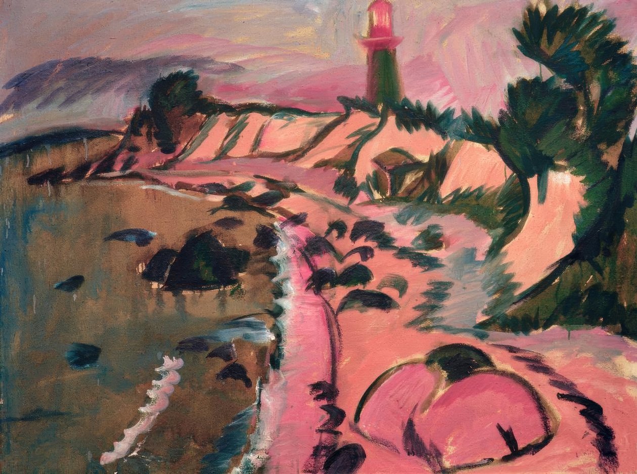 Fehmarnkust met vuurtoren door Ernst Ludwig Kirchner