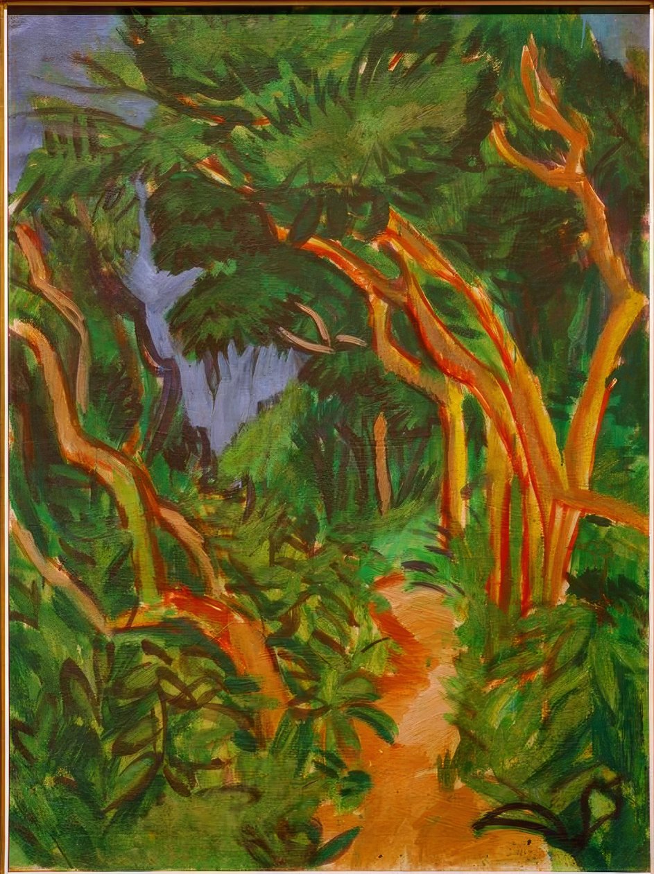 Fehmarnlandschap, bospad door Ernst Ludwig Kirchner