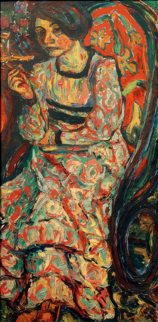 Vrouw in schommelstoel (Emmi Frisch) door Ernst Ludwig Kirchner