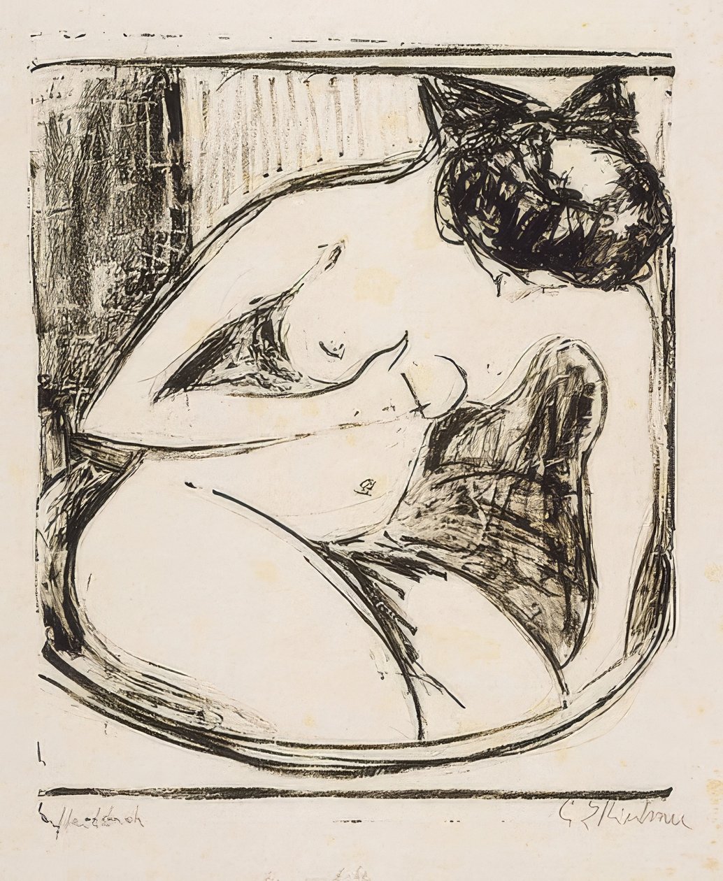 Vrouw in bad door Ernst Ludwig Kirchner