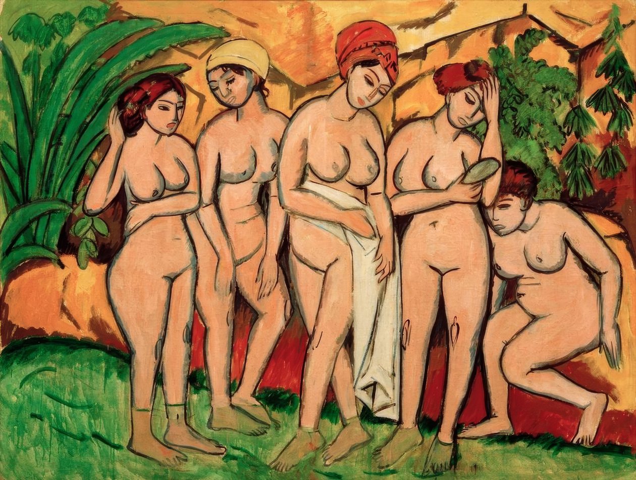 Vrouwen in bad door Ernst Ludwig Kirchner