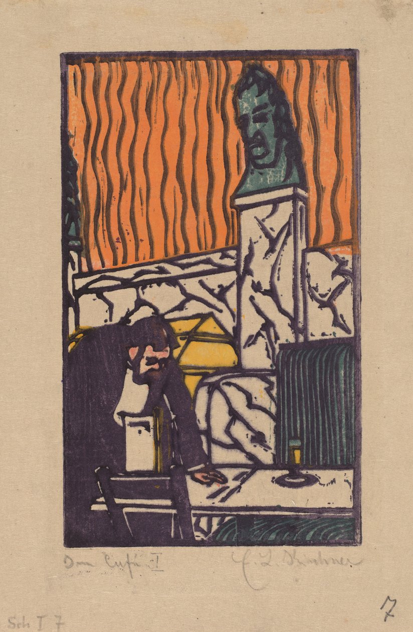 Hoofdober in café, 1904 door Ernst Ludwig Kirchner