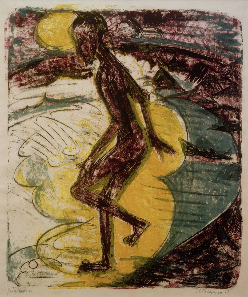 Man die in zee stapt door Ernst Ludwig Kirchner