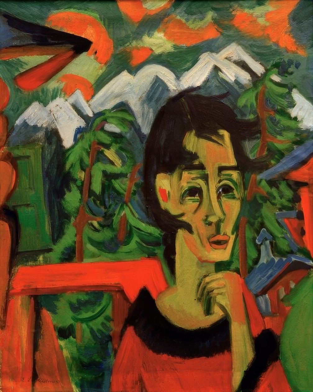 Meisje in de föhn door Ernst Ludwig Kirchner