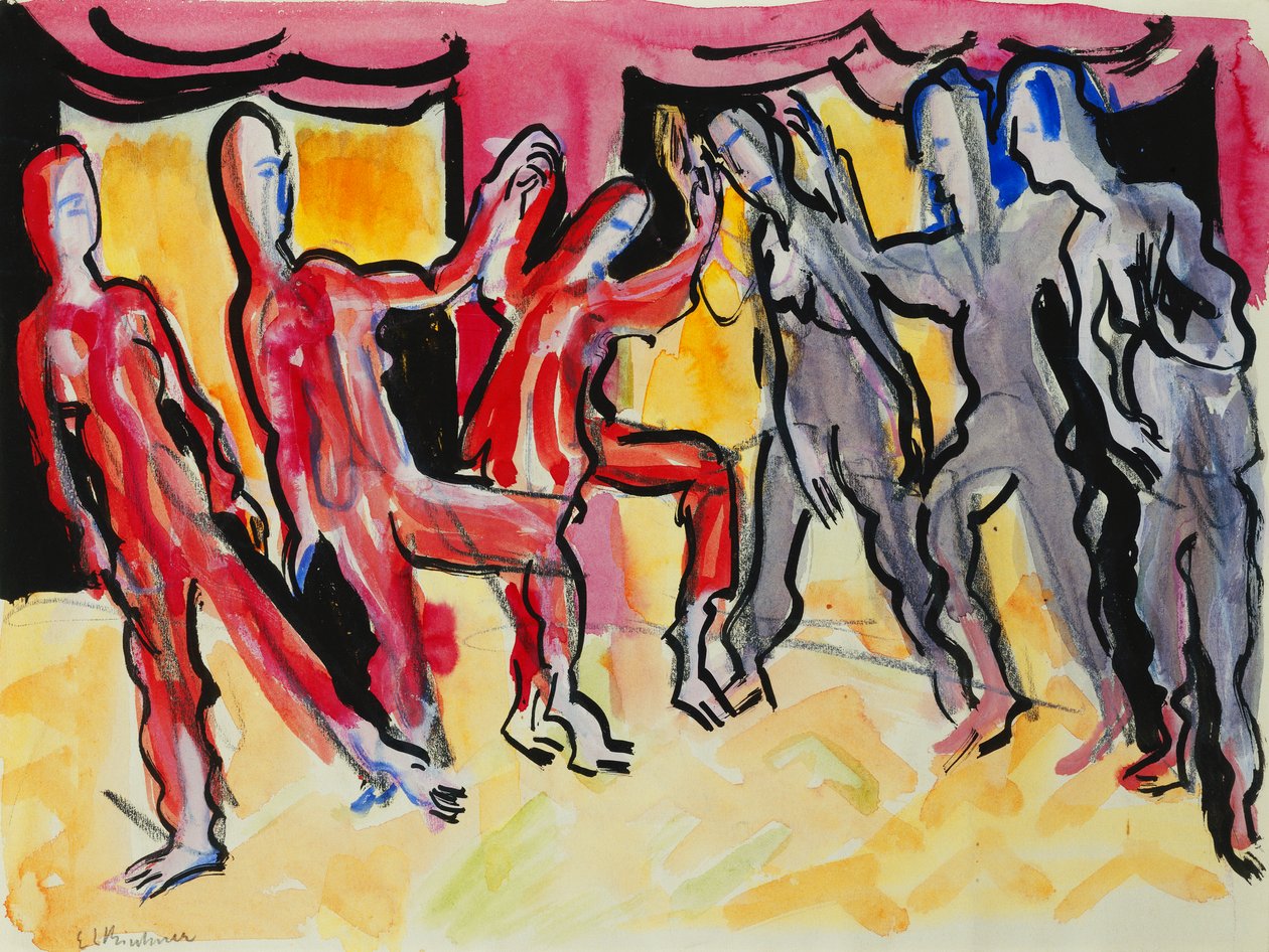 Mary Wigman dansgroep door Ernst Ludwig Kirchner