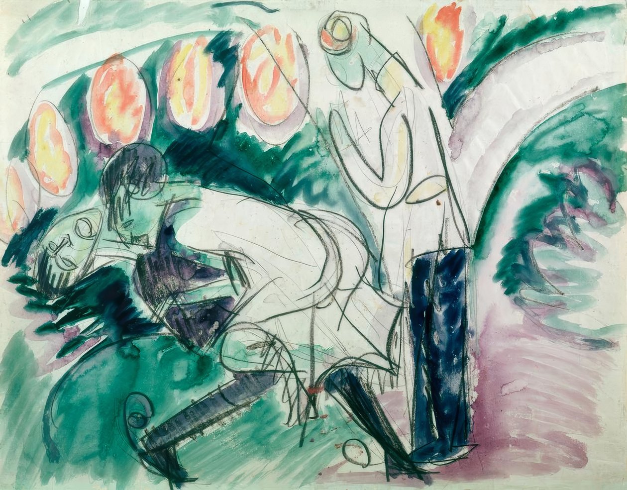Pantomime III door Ernst Ludwig Kirchner