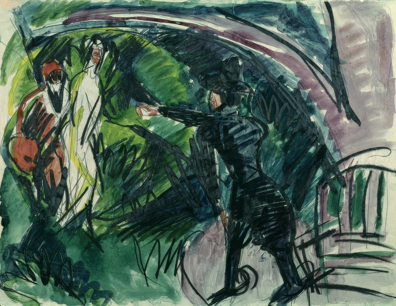 Pantomime Reimann I door Ernst Ludwig Kirchner