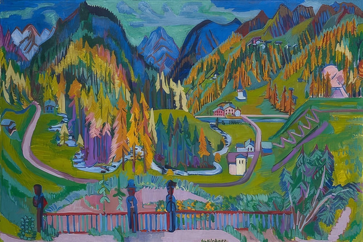 Sertigtal in de herfst door Ernst Ludwig Kirchner