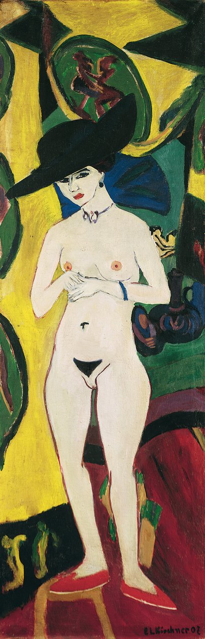 Staande Naakte met Hoed door Ernst Ludwig Kirchner