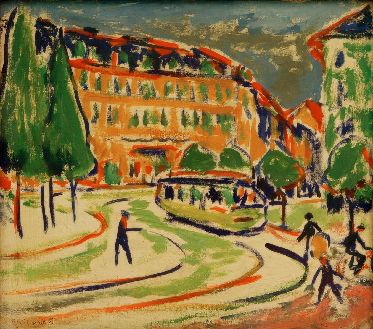 Tram in Dresden door Ernst Ludwig Kirchner