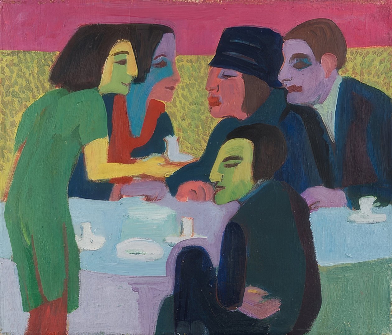 Scène in café. Rond 1926 door Ernst Ludwig Kirchner