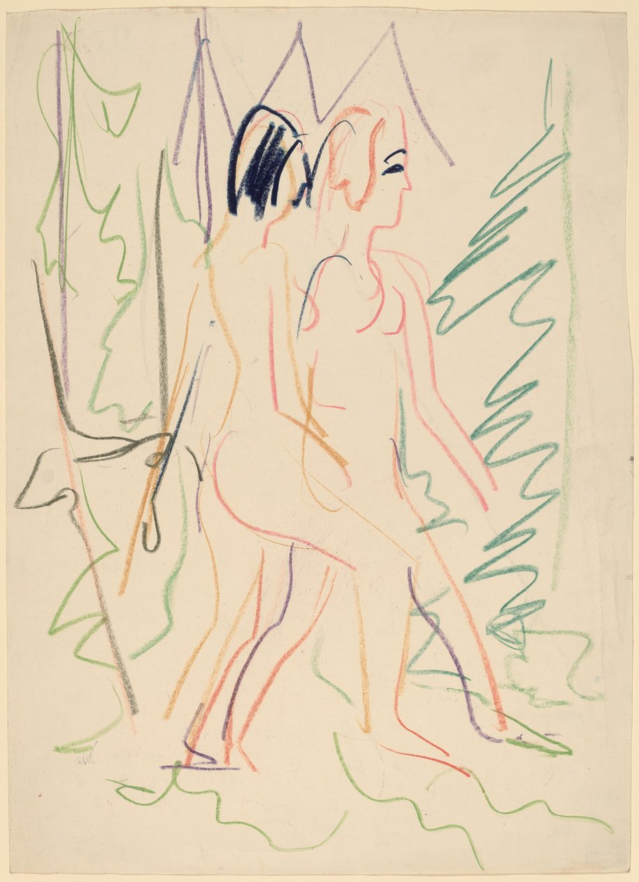 Twee Naakten in een Bos door Ernst Ludwig Kirchner