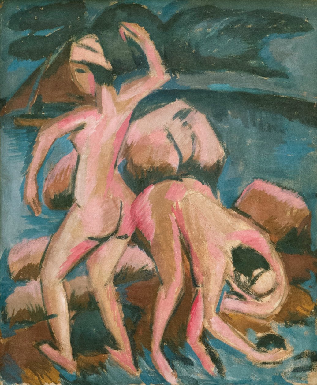 Twee baders Fehmarn, 1912 door Ernst Ludwig Kirchner